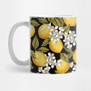 Lemons Pattern On Black Mug